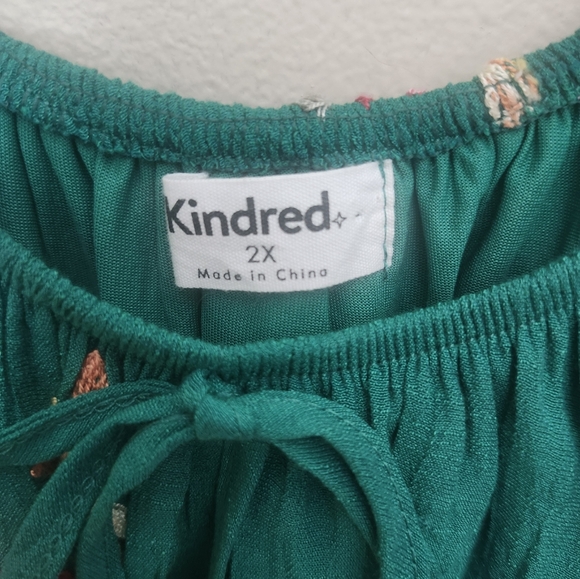 Anthropologie Size 2X Kindred green floral embroidery maxi dress - Picture 4 of 11